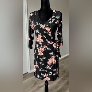 Popana Black Floral Long Sleeve Dress